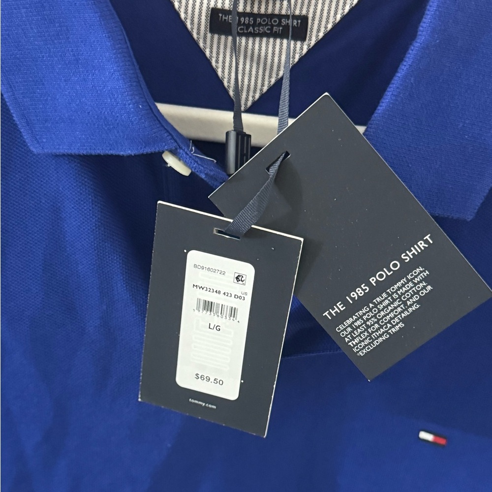 Tommy Hilfiger 1985 Polo Shirt Classic Fit Blue Large BNWT - Picture 7 of 8